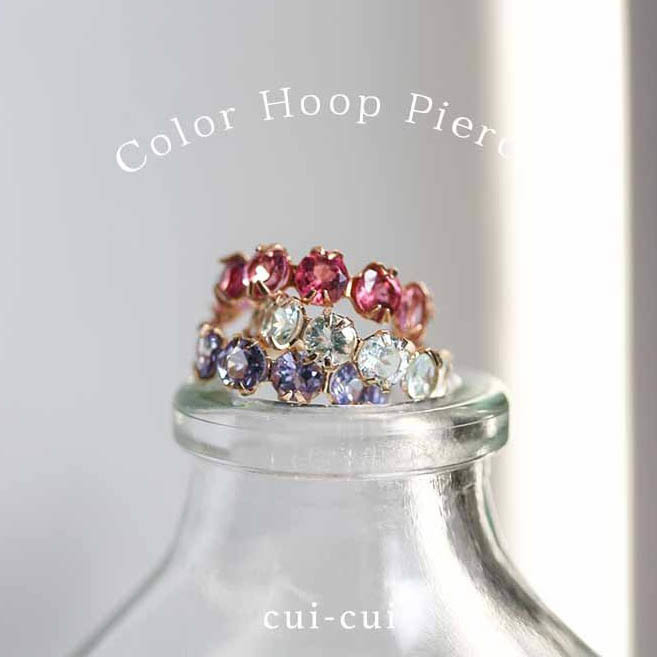 【cui-cui】カラーストーン フープ スナップ ピアス