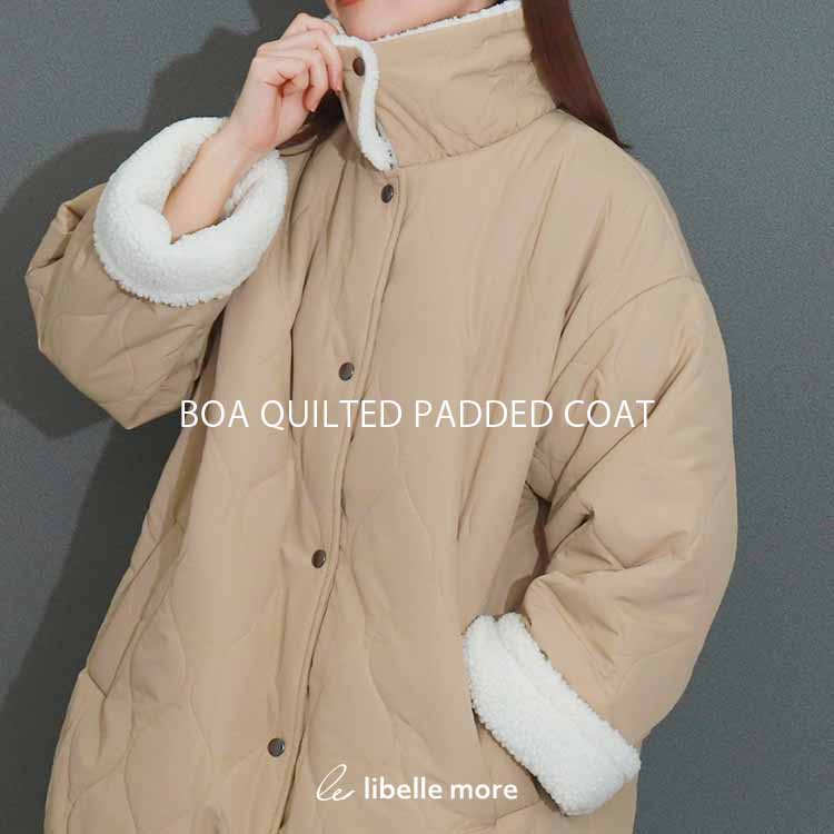 libellemore中綿*ボア ミドル丈キルティングコート