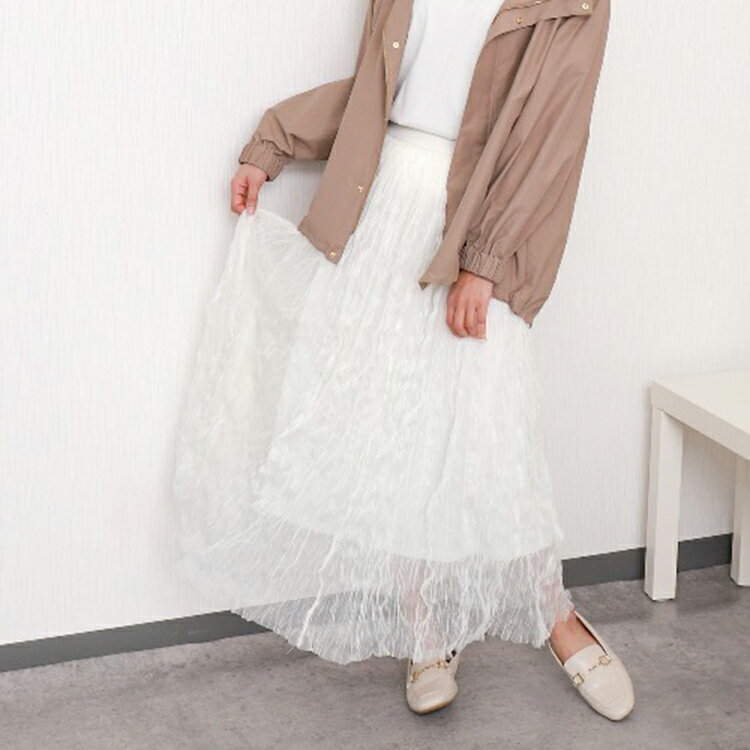 libellemoreクリンクルチュールギャザーロングスカート