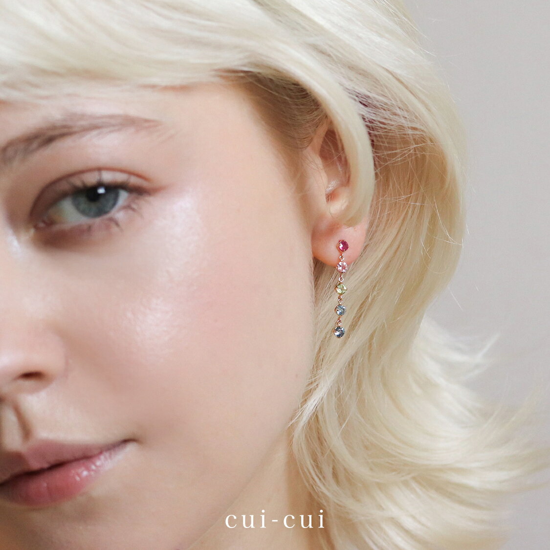 【cui-cui】K10-K18 彩を添えるカラーストーンピアス