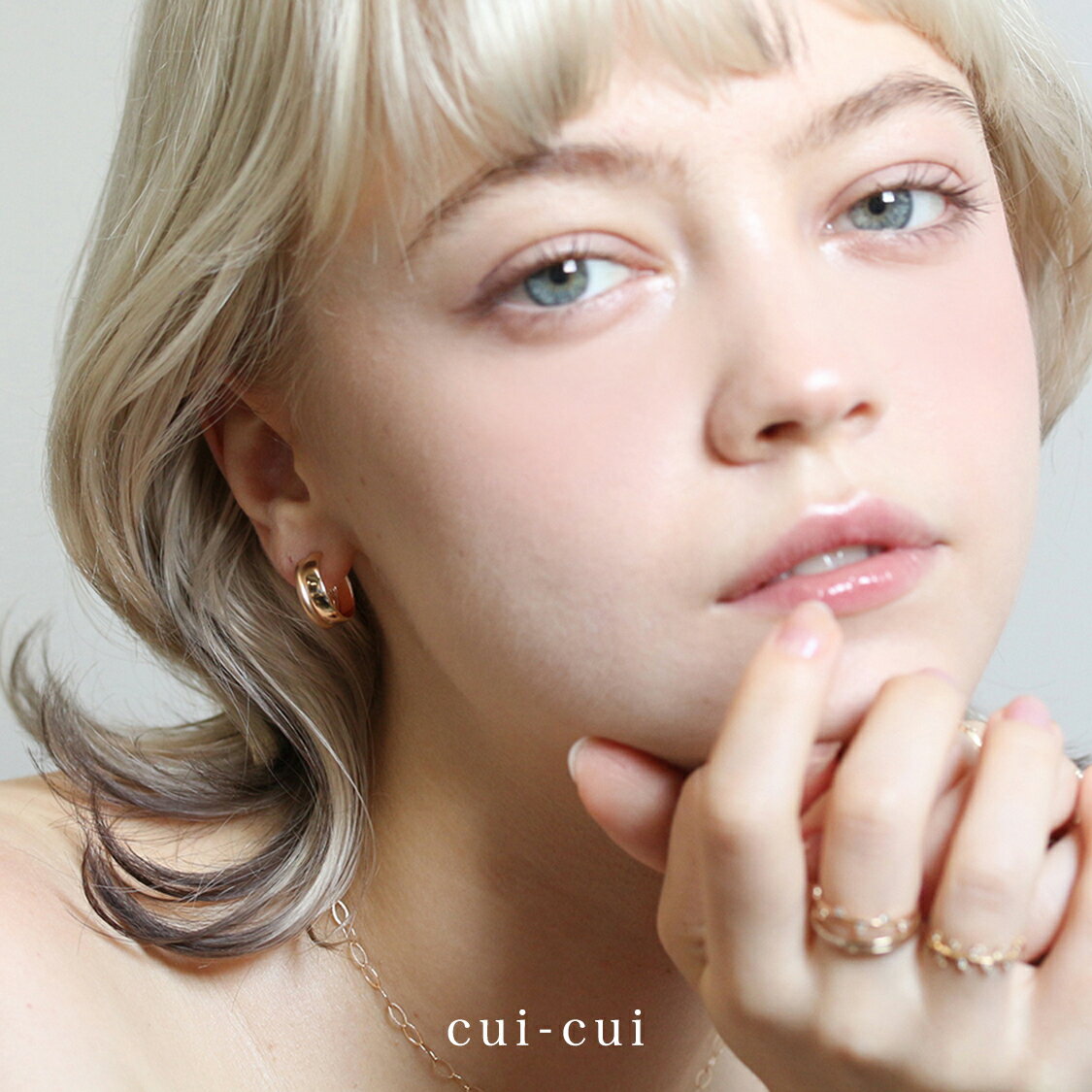 【cui-cui】K10 ゴールド フープ ピアス