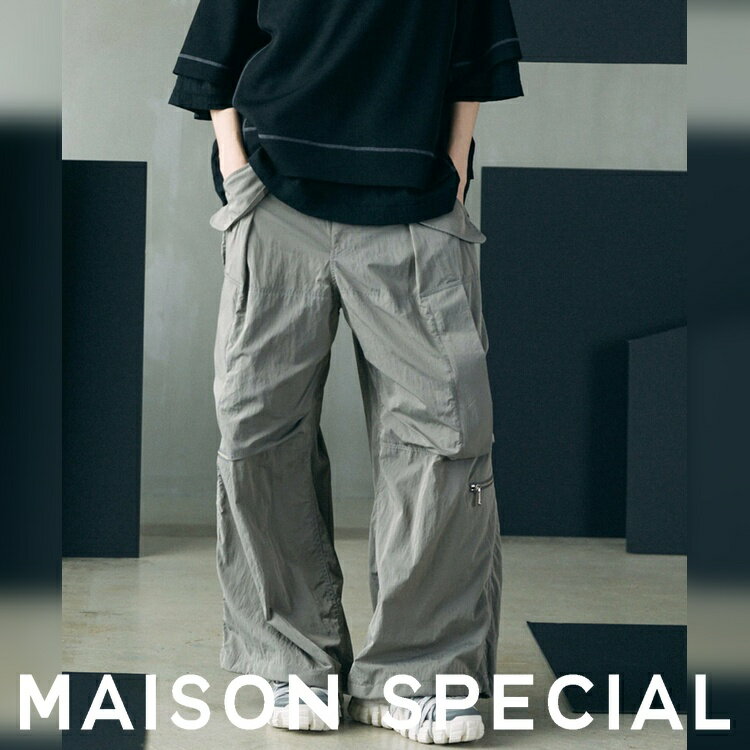 【MAISON SPECIAL】撥水ナイロンのメタリックな表情が映える、品良く仕上げたワイドパンツ！
