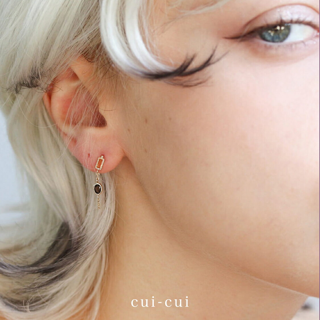 【cui-cui】K10-K18 カラーストーンピアス