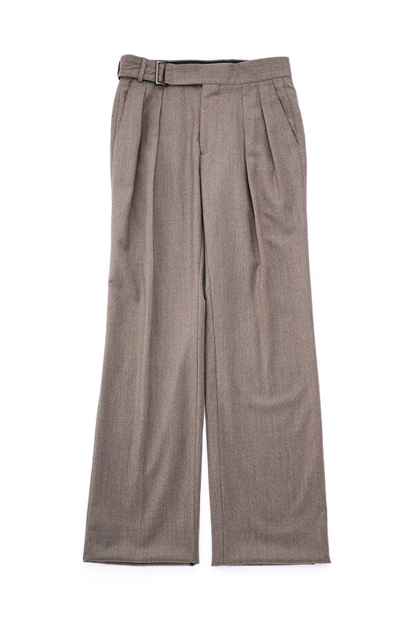 ウールカシミヤフランネル ベルトフロント ワイドトラウザーズ