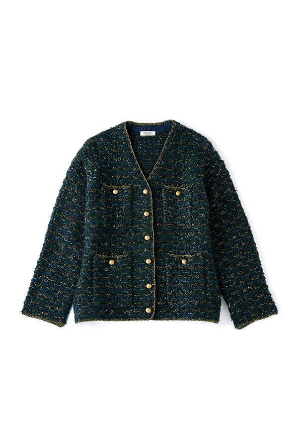ツイードニットVネックジャケット