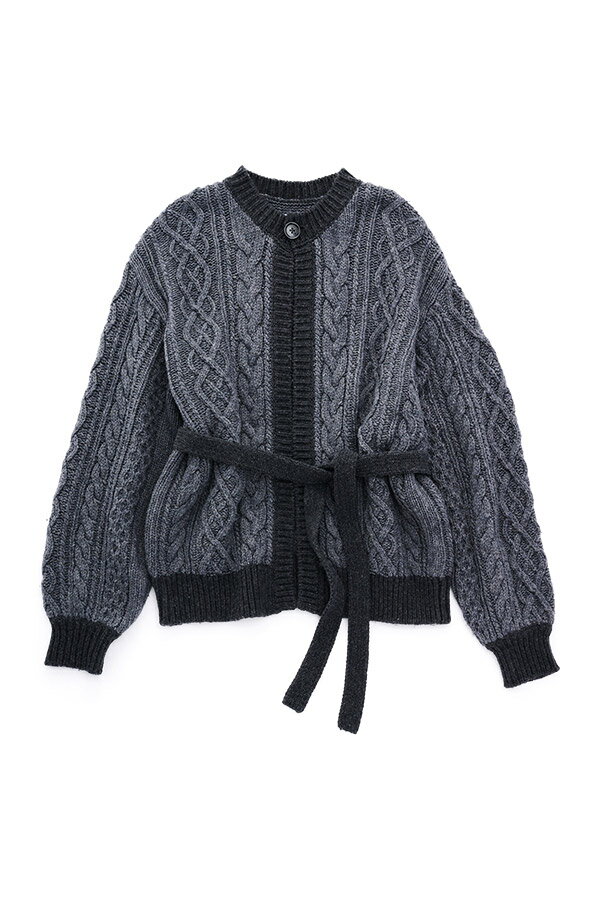 3ゲージ 2トーン アラン カーディガン