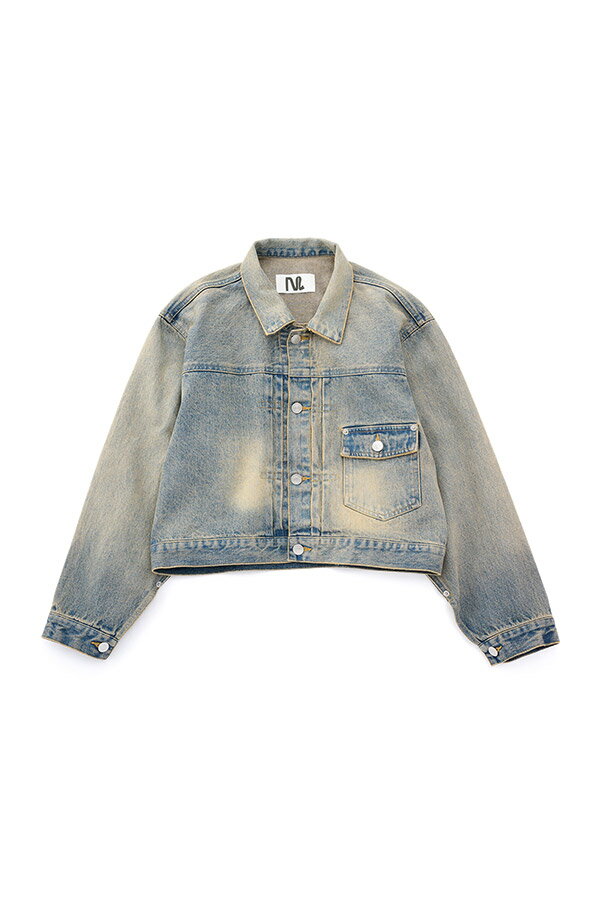 WASHED DENIM CROPPED JACKET