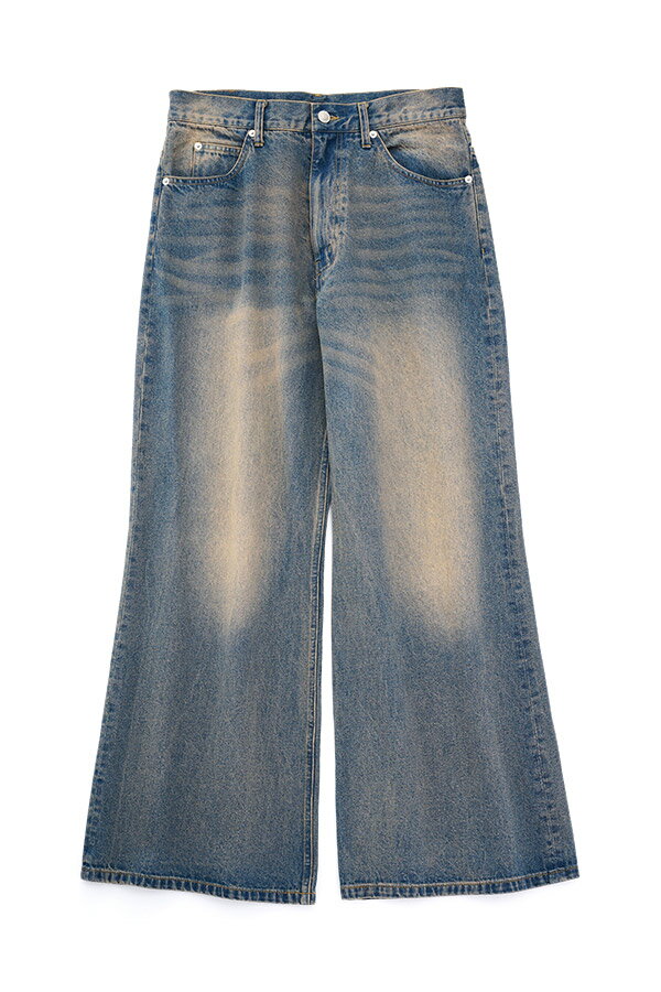 MU WASHED DENIM BUGGY PANTS