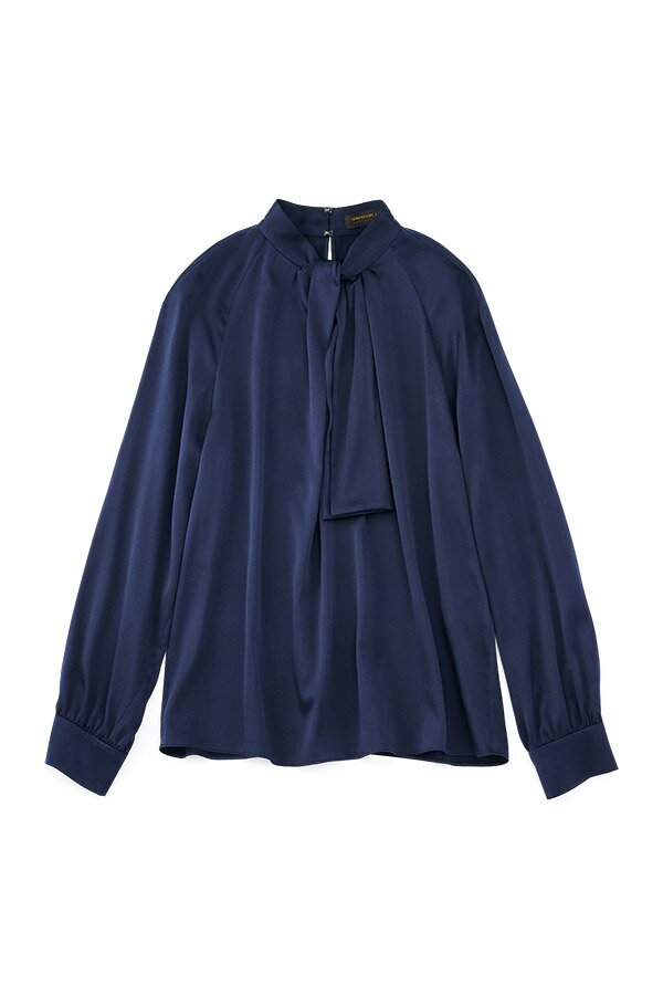 ウォッシャブルサテン フロントタイブラウス