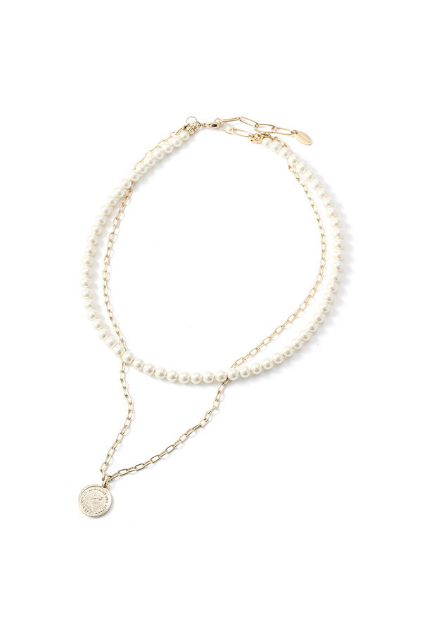 ガラスパールレイヤードネックレス