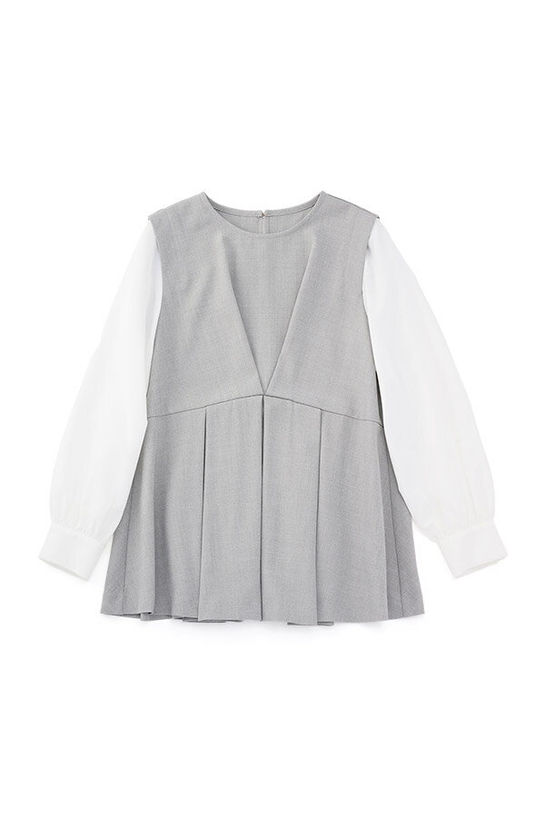 袖ドッキングペプラムブラウス