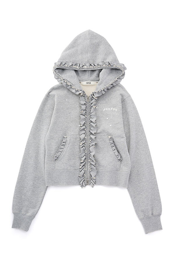 フリルジップアップフーディー