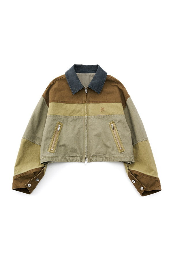 Aging Processing Color Block Oxford Jacket