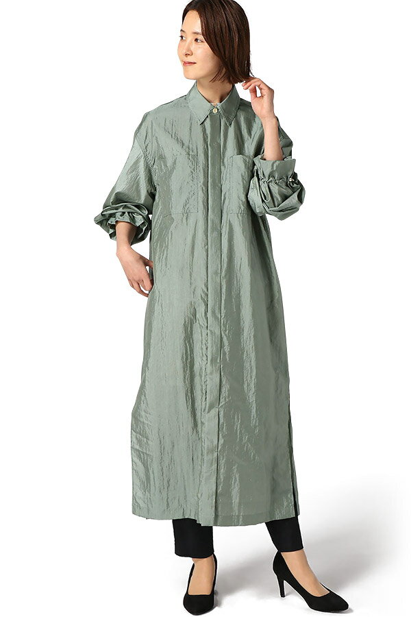 (W)CRINKLE NYLON COAT DRESS