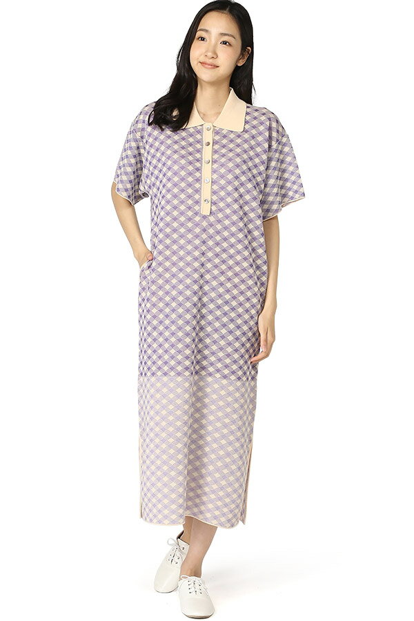 VENIT CHECK JAQUARD POLO DRESS